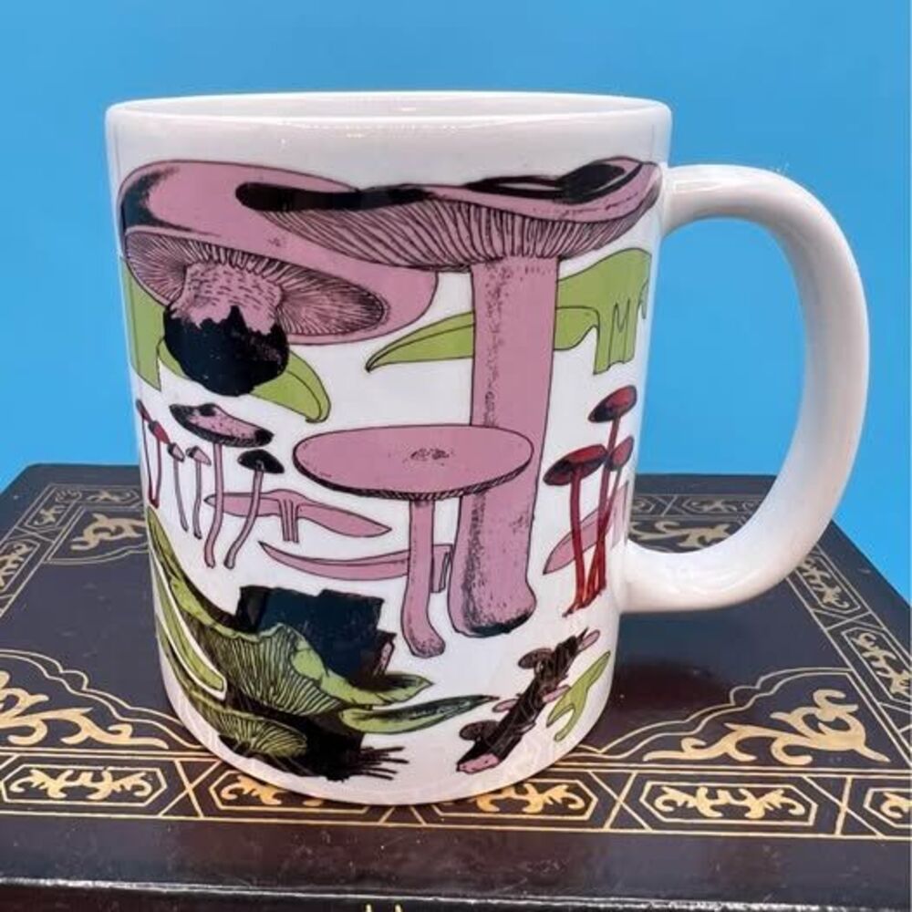 Mushroom Pink And Green Drawing Mug